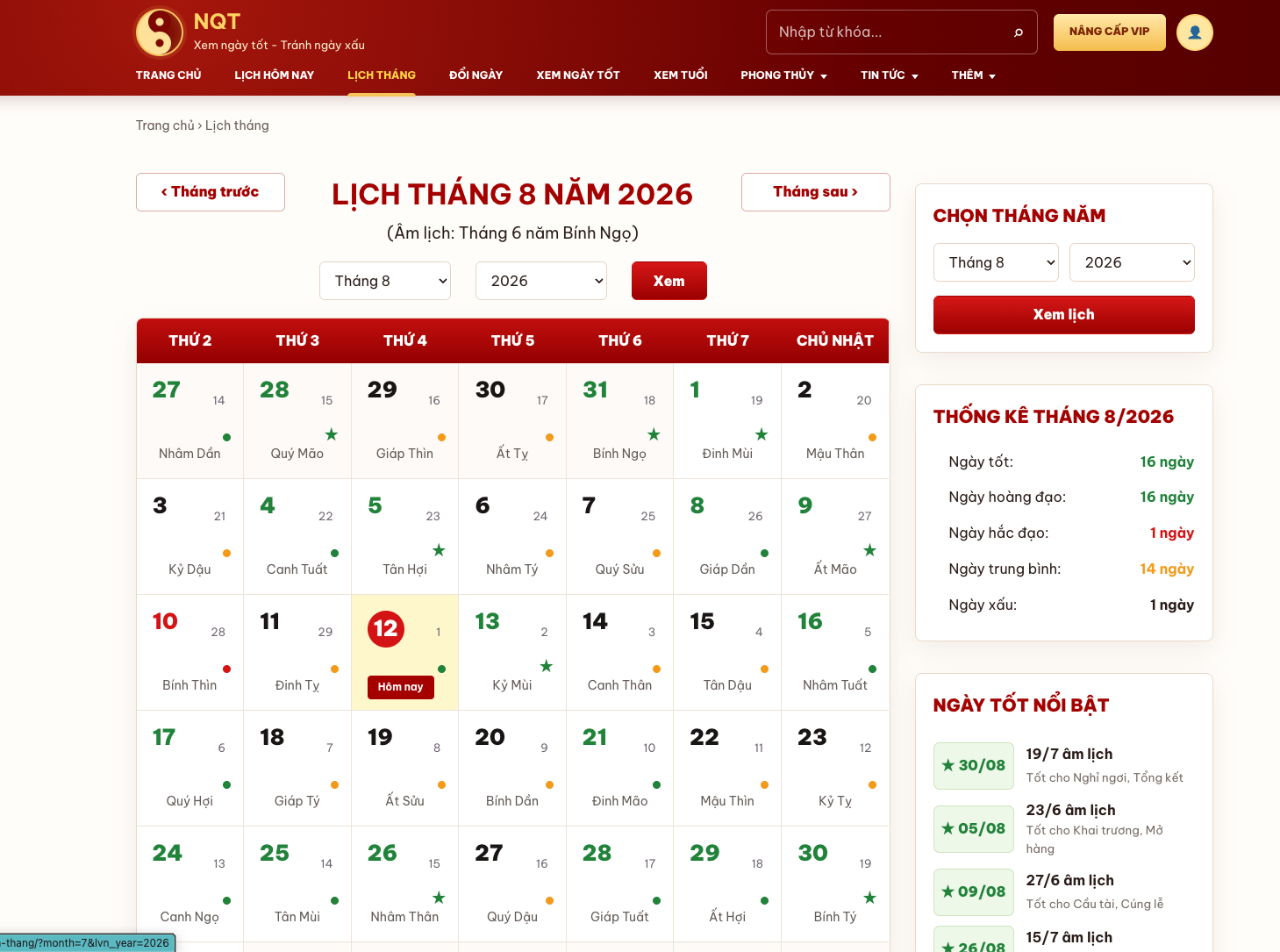 Source Code Website Lịch Âm & Phong Thủy WordPress - AI Tư Vấn Ngày Tốt - ảnh 4